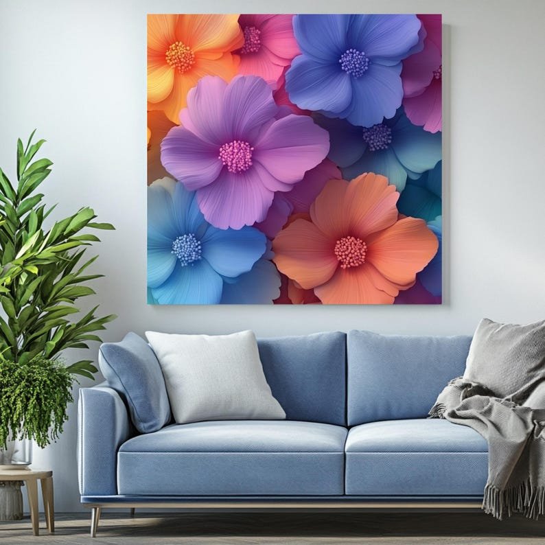 Abstract Floral Art Print: Colorful Rainbow Petals Poster - Image 4