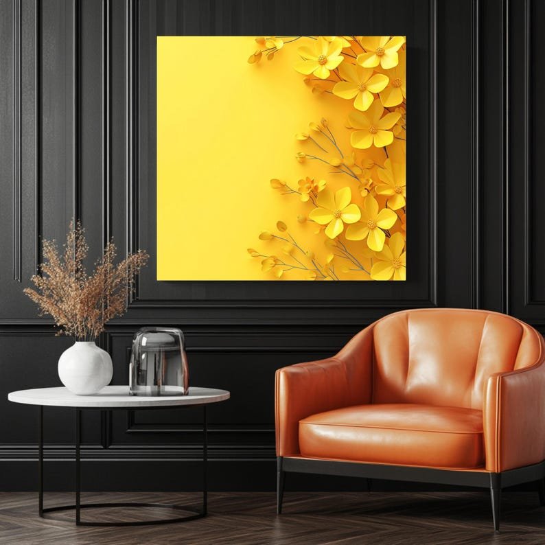 Yellow Floral Wall Art, Canvas Or Poster, Home Decor, Modern Decor, Flower Decor, Living Room Decor, Yellow Flower Wall Hanging, Floral Art - Image 3