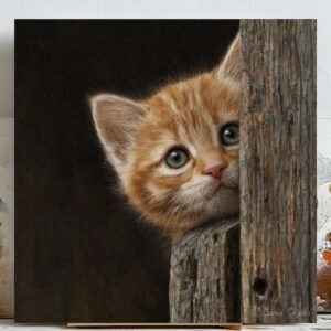 Kitten Peeking Wall Art, Canvas Or Poster, Cute Cat Decor, Kids Room Decor, Nursery Wall Art, Animal Print, Living Room Bedroom Home Decor