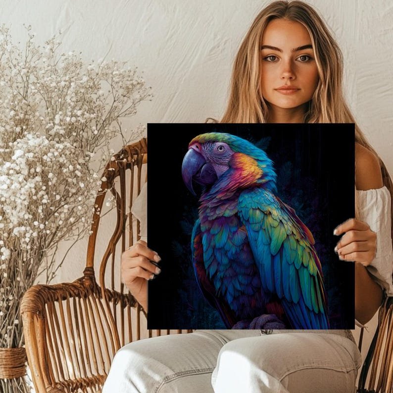 Macaw Wall Art, Canvas or Poster, Bird Decor, Living Room Decor, Parrot Wall Art, Home Wall Art, Unique Wall Hanging, Bedroom Art - Image 5