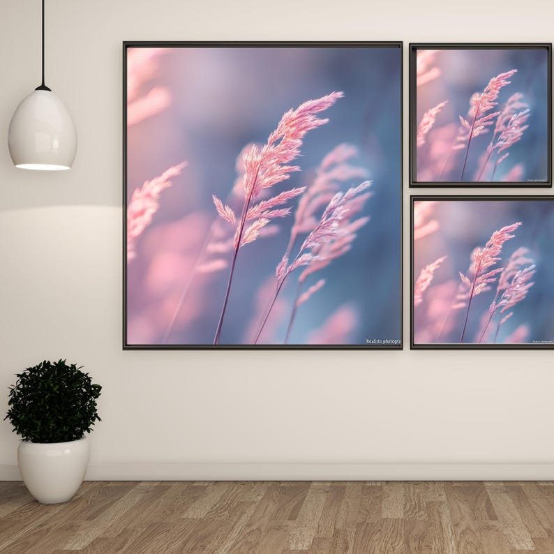 Pink Pampas Wall Art, Canvas Or Poster, Modern Wall Art, Nature Decor, Living Room Decor, Bedroom Decor, Botanical Wall Hanging, Soft Grass - Image 2