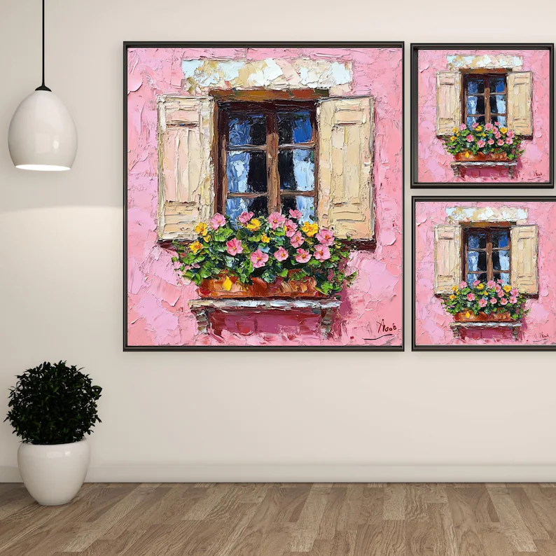 Abstract Window and Flower Pot Wall Art, Canvas or Poster, Modern Wall Art, Living Room Decor,Bedroom Decor,Nature Wall Art,Floral Art Print - Image 5