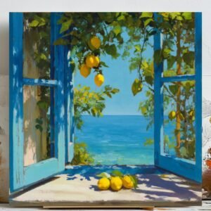 Open Window View Art, Canvas Or Poster, Kitchen Decor, Modern Decor, Summer Decor, Living Room Decor, Dining Room Decor, Window Wall Hanging