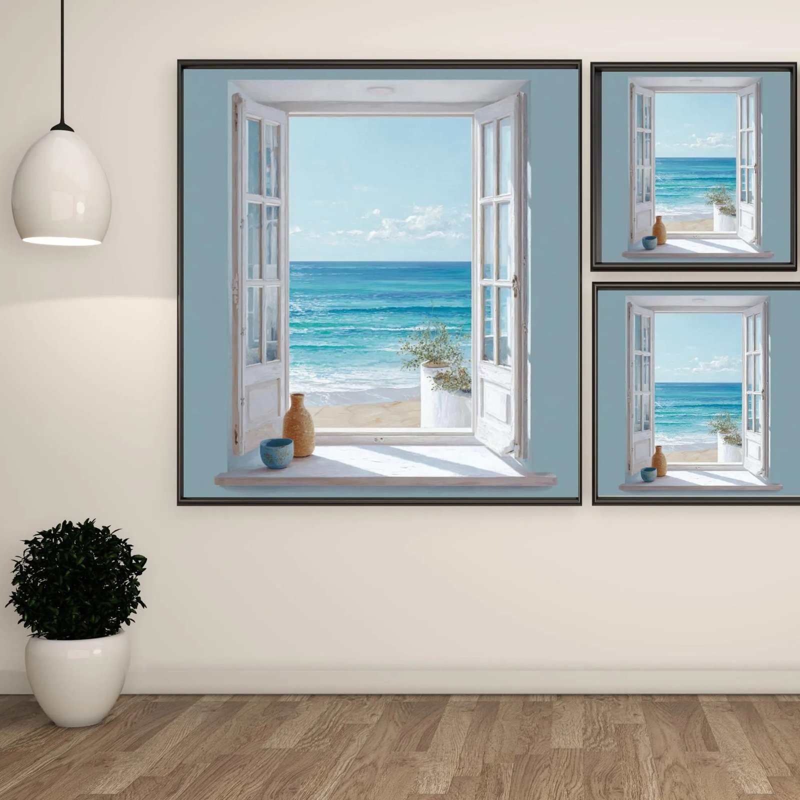 Open Window Wall Art, Canvas or Poster, Mediterranean Window View Print, Coastal Window Poster, Living Room Décor, Cottage Wall Art - Image 4