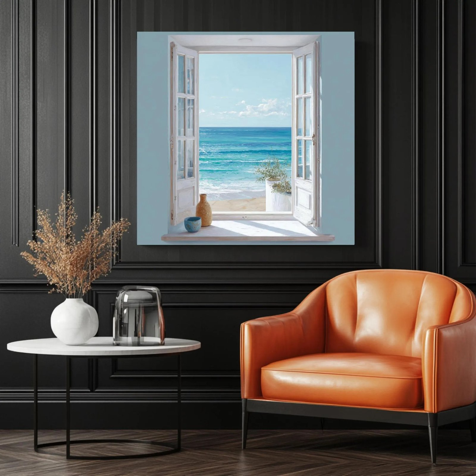Open Window Wall Art, Canvas or Poster, Mediterranean Window View Print, Coastal Window Poster, Living Room Décor, Cottage Wall Art - Image 3