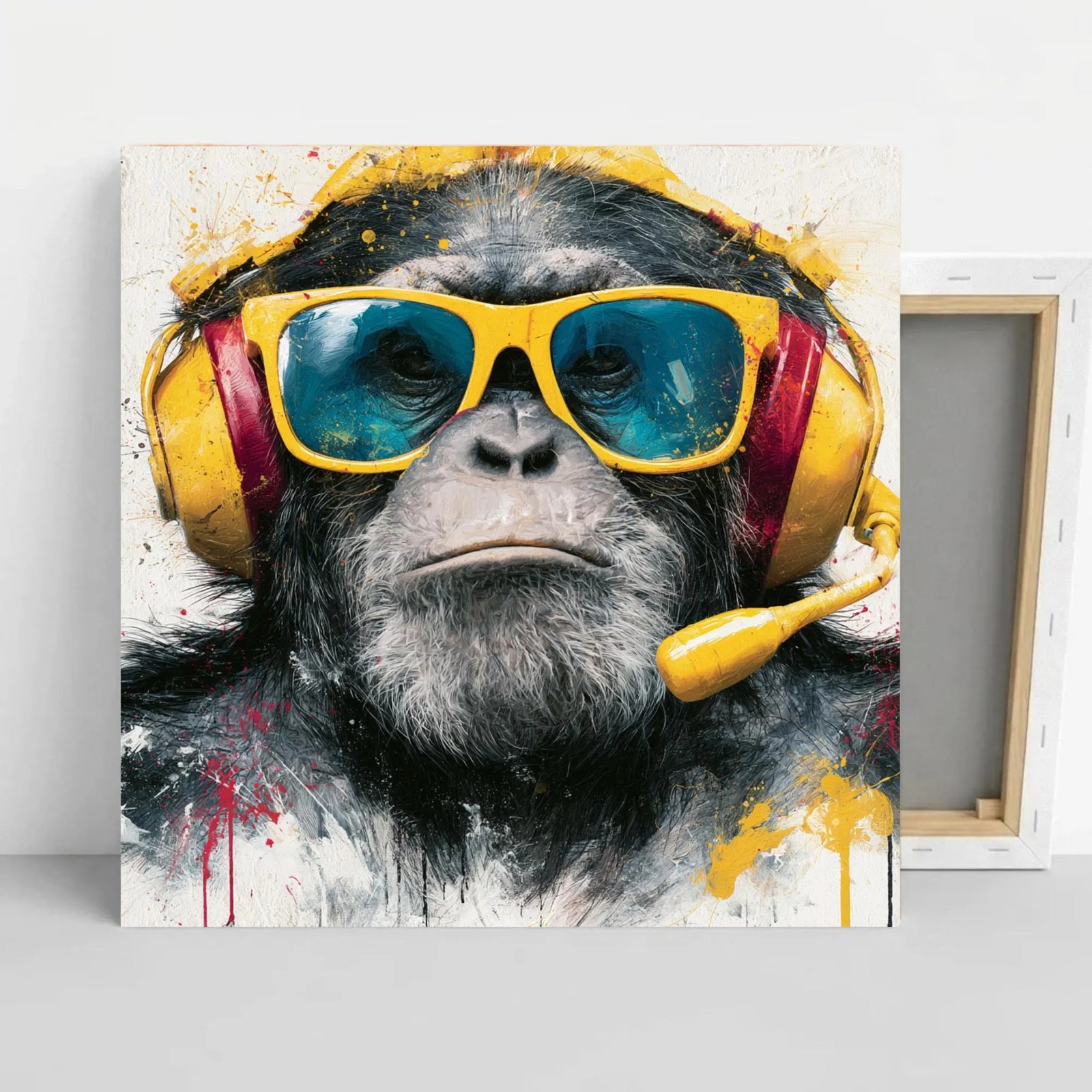 Funny Monkey Wall Art, Canvas or Poster, DJ Ape Canvas Art, Music Lover Gift, Pop Art Animal Decor, Modern Office Wall Art